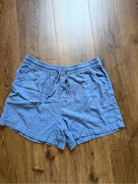Women's Blue Drawstring Athletic Shorts